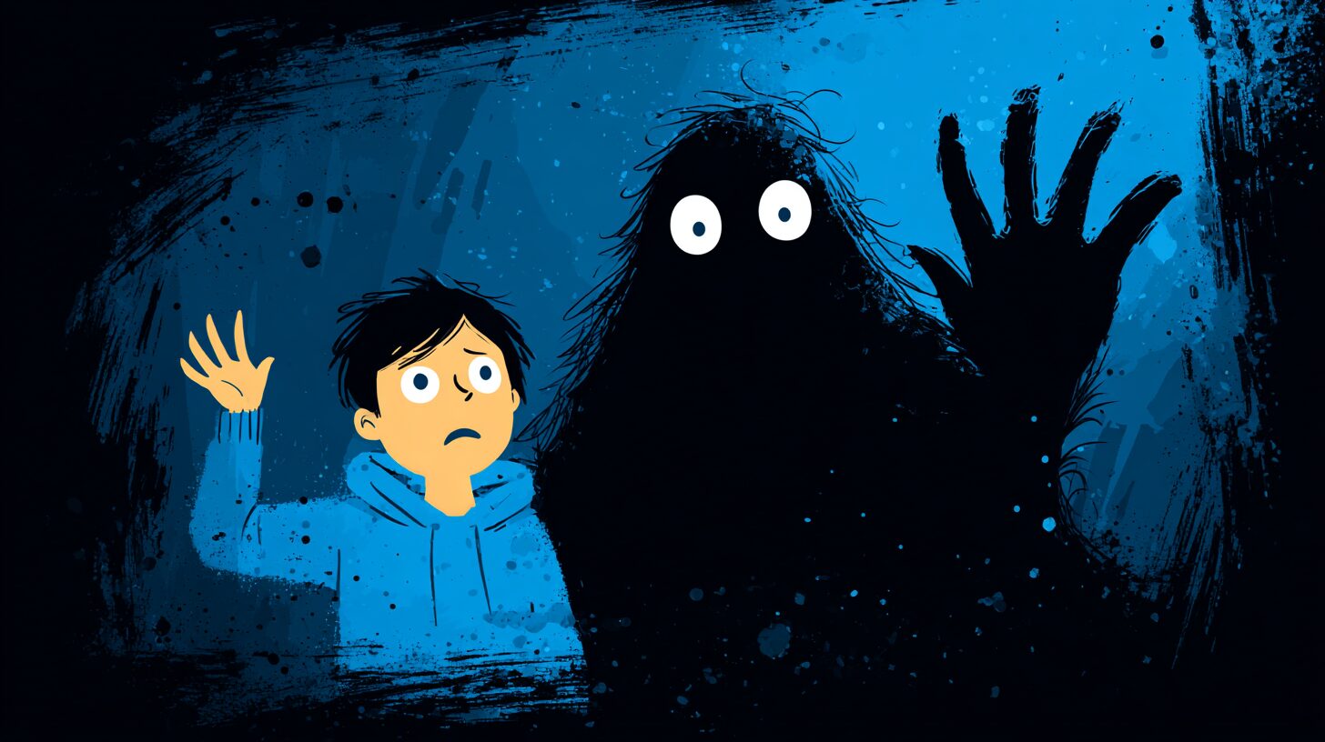 Person vor einem Energievampir hebt die Hand und sagt Stopp